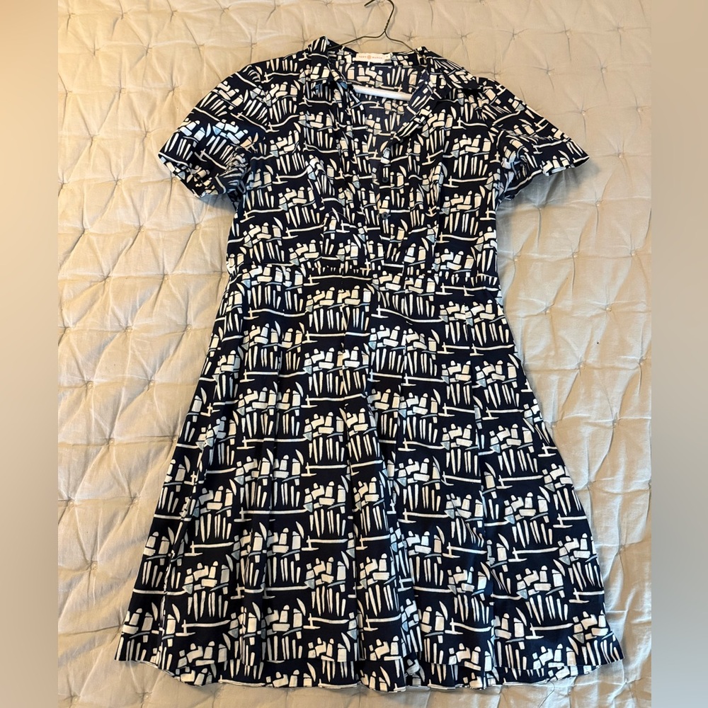 Tory Burch Navy and White Casual Dress